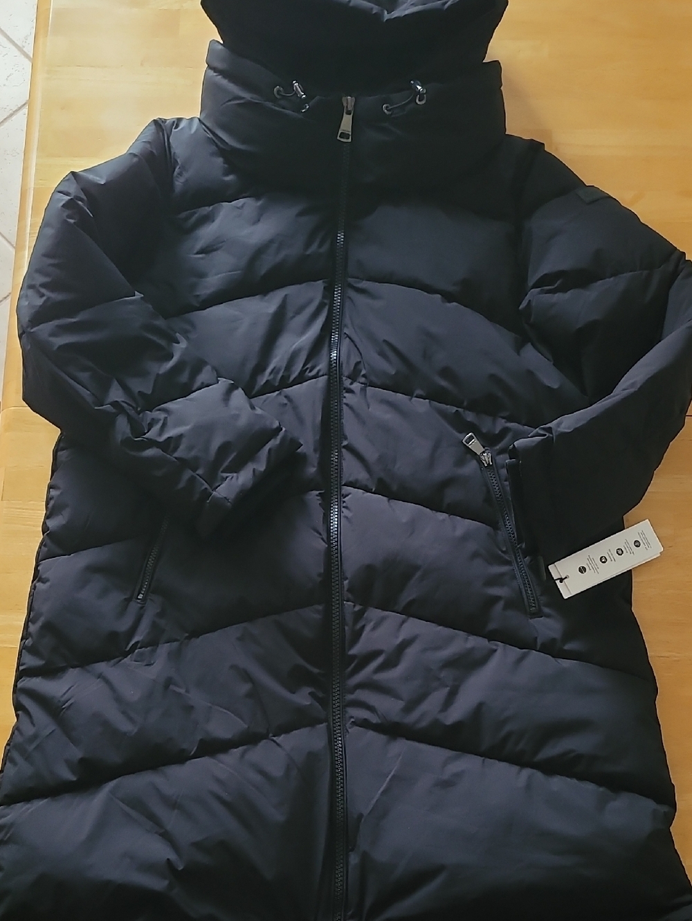 Calvin Klein Infinite Stretch Hooded Quilted Long Puffer Coat Jacket